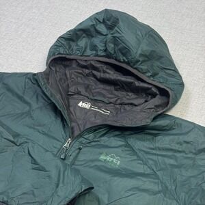 REI Co-Op Primaloft Jacket Mens XL Green Puffer Hooded Insulated Full Zip